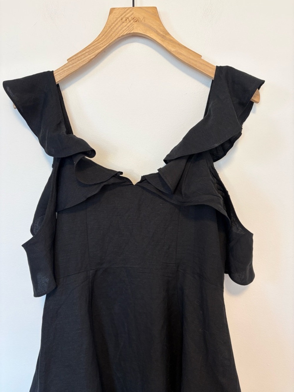 ASTR The Label Emi Black Cold Shoulder Ruffle Fit & Flare Dress NWT, sz : med - Picture 10 of 12